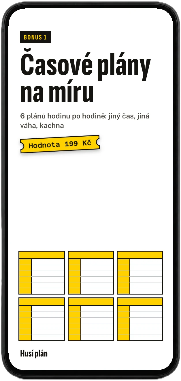 Obálka bonusu Časové plány na míru v mobilu