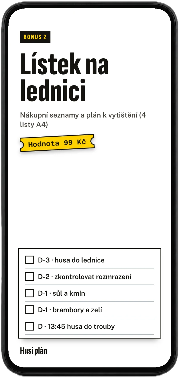 Obálka bonusu Lístek na lednici v mobilu